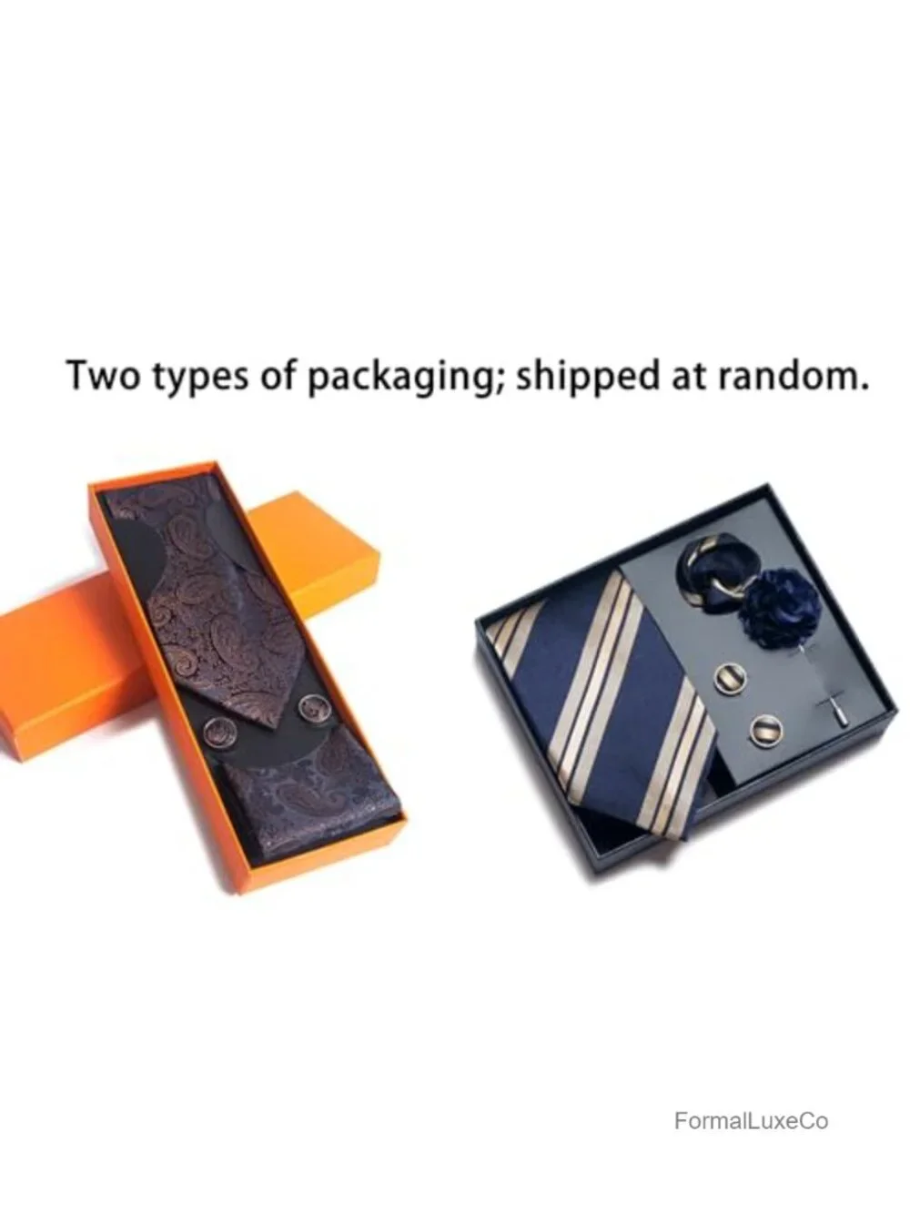Men's Tie Set with Pocket Square, Cufflinks & Brooch - Formal Microfiber